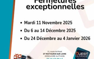 Fermés le 11 novembre, du 6 au 14 décembre et du 24 décembre au 4 janvier