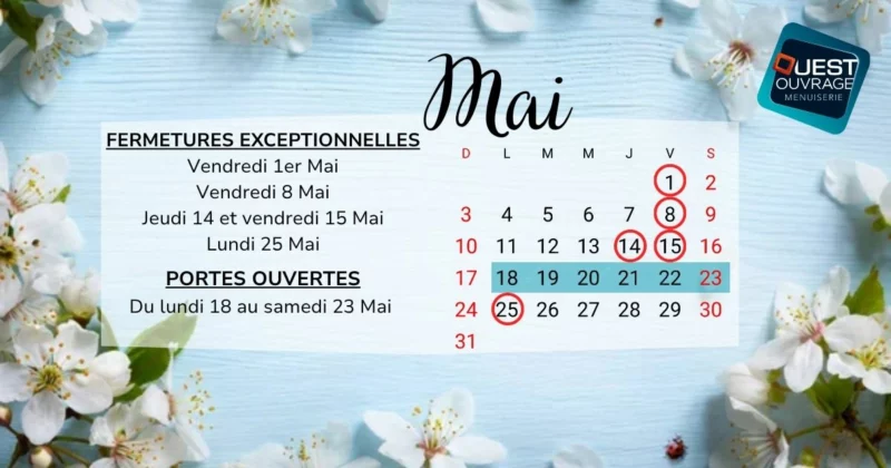 Dates fermetures Ouest Ouvrage