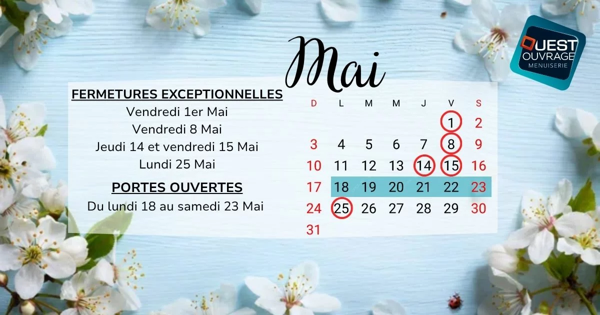 Dates fermetures Ouest Ouvrage